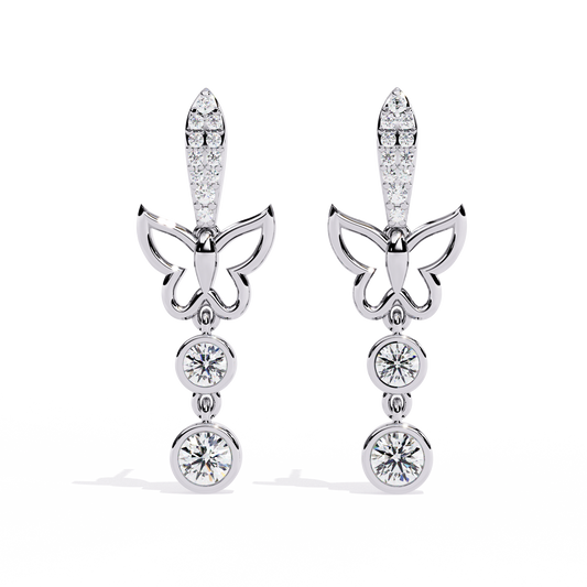 0.55 Carat Vanya Butterfly Design Round Lab-Grown Diamond Dangler Earrings