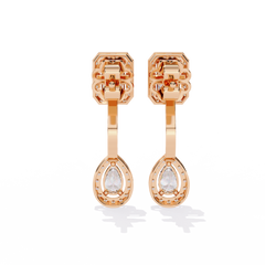2.12 Carat Pear-Shaped Real Diamond Wedding Earrings in 14Kt Gold