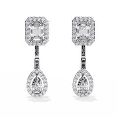 2.12 Carat Pear-Shaped Real Diamond Wedding Earrings in 14Kt Gold