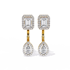 2.12 Carat Pear-Shaped Real Diamond Wedding Earrings in 14Kt Gold