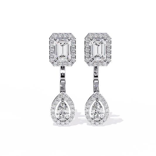 2.12 Carat Pear-Shaped Real Diamond Wedding Earrings in 14Kt Gold