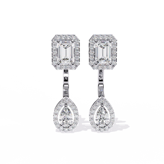 2.12 Carat Pear-Shaped Real Diamond Wedding Earrings in 14Kt Gold