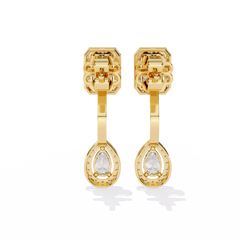 2.12 Carat Pear-Shaped Real Diamond Wedding Earrings in 14Kt Gold