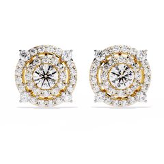 2.29 Carat Round Lab-Grown Diamond Stud Earrings in 14K Gold (Pair)