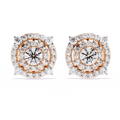 2.29 Carat Round Lab-Grown Diamond Stud Earrings in 14K Gold (Pair)