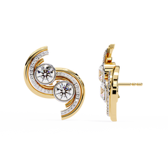 2.04 Carat Mode Half Swirl Round Lab-Grown Diamond Stud Earrings