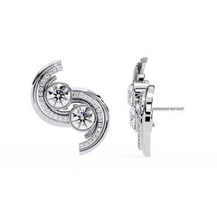 2.04 Carat Mode Half Swirl Round Lab-Grown Diamond Stud Earrings