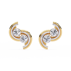 2.04 Carat Mode Half Swirl Round Lab-Grown Diamond Stud Earrings