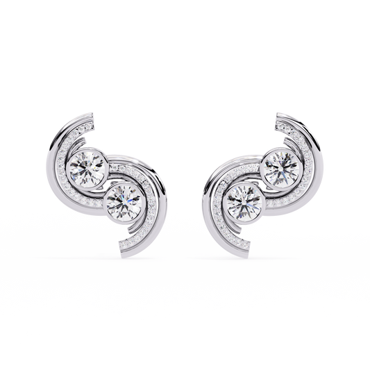 2.04 Carat Mode Half Swirl Round Lab-Grown Diamond Stud Earrings