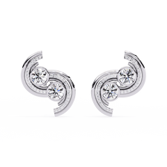 2.04 Carat Mode Half Swirl Round Lab-Grown Diamond Stud Earrings