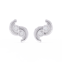 2.04 Carat Mode Half Swirl Round Lab-Grown Diamond Stud Earrings