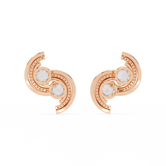 2.04 Carat Mode Half Swirl Round Lab-Grown Diamond Stud Earrings