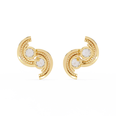 2.04 Carat Mode Half Swirl Round Lab-Grown Diamond Stud Earrings