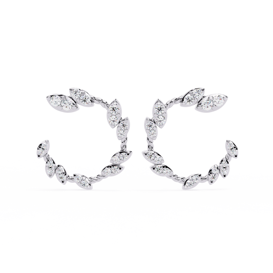 0.73 Carat Mode Round Lab-Grown Diamond Studs with Marquise-Shaped Petal Design