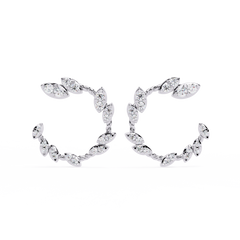 0.73 Carat Mode Round Lab-Grown Diamond Studs with Marquise-Shaped Petal Design