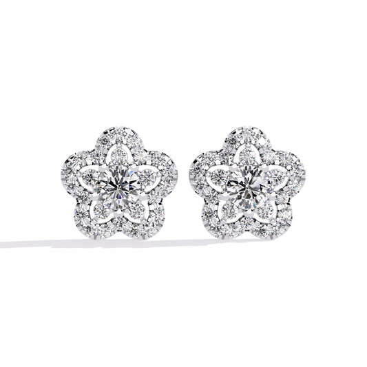 0.87 Carat Round Lab-Grown Diamond Stud Earrings in 14K White Gold (Pair)