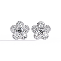 0.87 Carat Round Lab-Grown Diamond Stud Earrings in 14K White Gold (Pair)