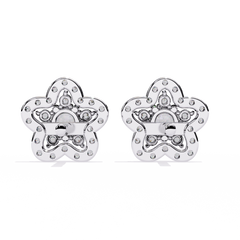 0.87 Carat Round Lab-Grown Diamond Stud Earrings in 14K White Gold (Pair)