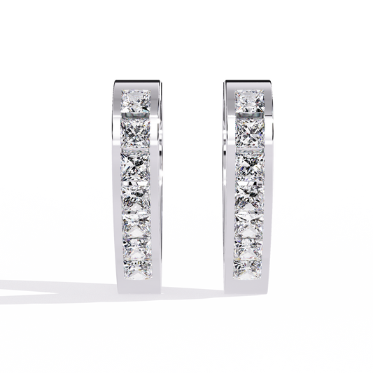 0.83 Carat Lab-Created Moissanite Pointed Hoop Earrings in Sterling Silver