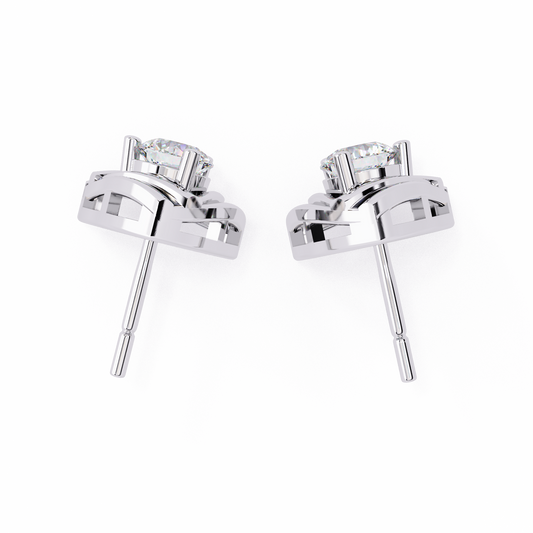 0.64 Carat Solitairekart Golden Trillium Natural Diamond Stud Earrings – HI Color, VS-SI Clarity
