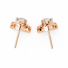 0.64 Carat Solitairekart Golden Trillium Natural Diamond Stud Earrings – HI Color, VS-SI Clarity