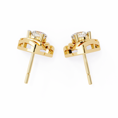 0.64 Carat Solitairekart Golden Trillium Natural Diamond Stud Earrings – HI Color, VS-SI Clarity