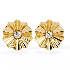 0.06 Carat Solitairekart Golden Bloom Natural Diamond Earrings – H Color, VS-SI Clarity
