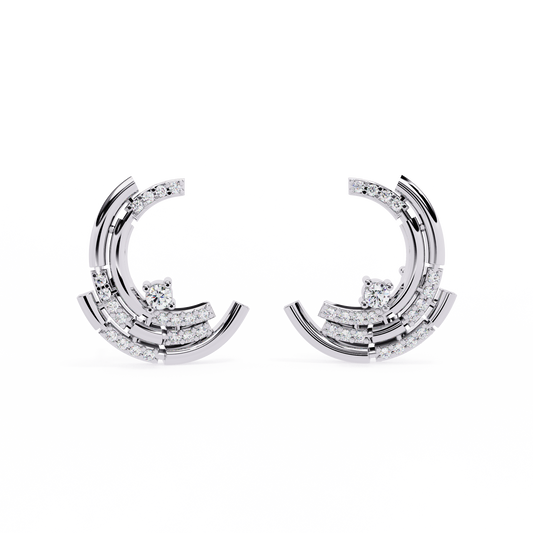 Crescent Moon Diamond Earrings – "Pendientes de Media Luna con Diamantes"