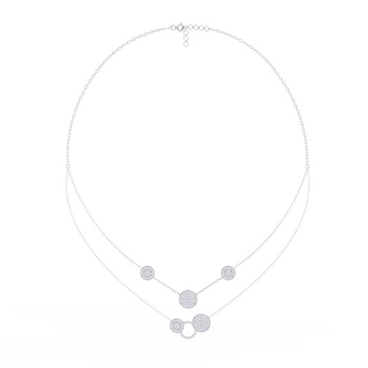 Solitairekart |  Layered Circle Natural Diamond Necklace 0.44Carat
