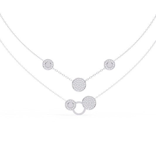 Solitairekart |  Layered Circle Natural Diamond Necklace 0.44Carat