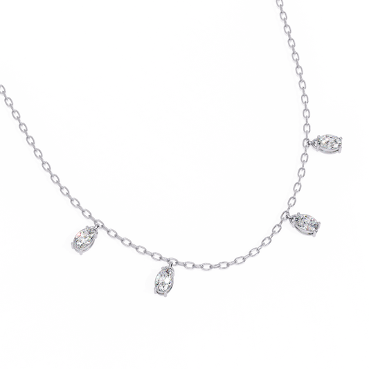Elegant LGD Oval-Cut Stone Diamond Necklace 1.45Carat