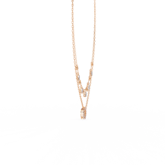 Round Aura Double-Layer Pendant Necklace with Chain 0.28Carat