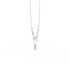 Round Aura Double-Layer Pendant Necklace with Chain 0.28Carat