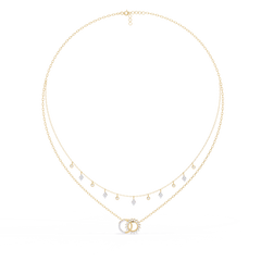 Round Aura Double-Layer Pendant Necklace with Chain 0.28Carat