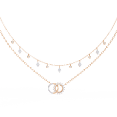 Round Aura Double-Layer Pendant Necklace with Chain 0.28Carat
