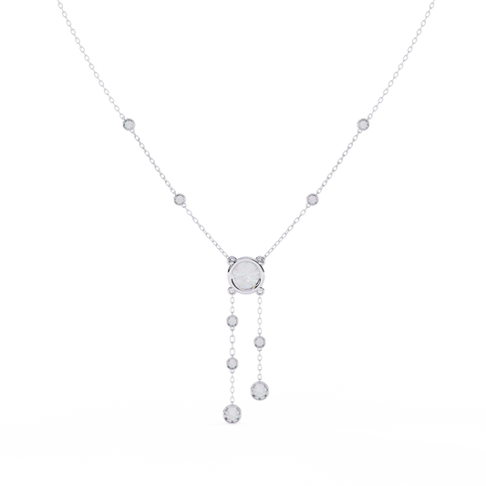 Sol | Elegant Round Solitaire Necklace with Accent Diamonds 0.66Carat