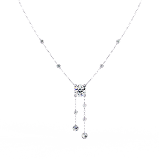 Sol | Elegant Round Solitaire Necklace with Accent Diamonds 0.66Carat
