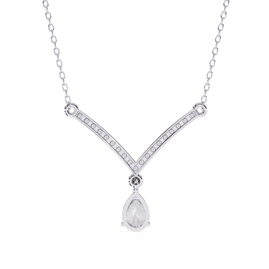Solitairekart | V-Line Drop Natural Diamond Necklace – HI Color, VS-SI Clarity 0.47Carat