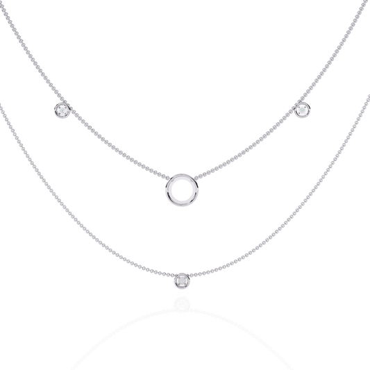 Solitairekart | Natural Diamond Trio Charm Necklace – HI Color, VS-SI Clarity 0.46Carat