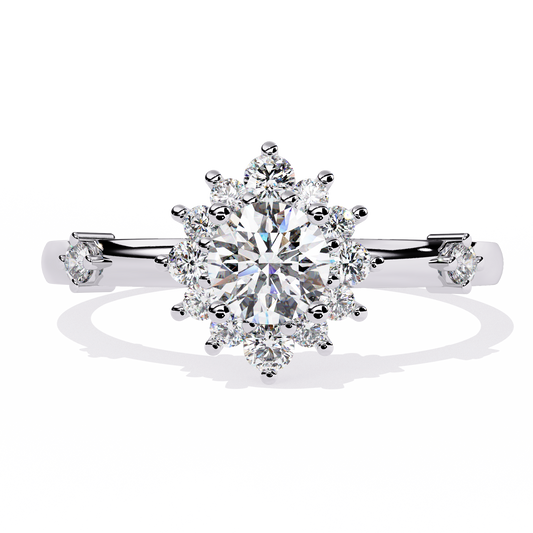 Radiant Elegance Sunburst Diamond Ring 0.55ct