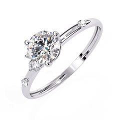 Sleek Modern Pointer Round Diamond Ring 0.57ct