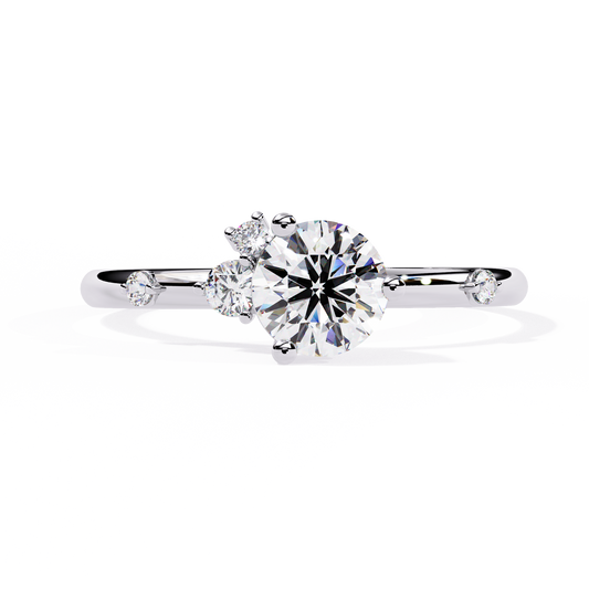 Sleek Modern Pointer Round Diamond Ring 0.57ct