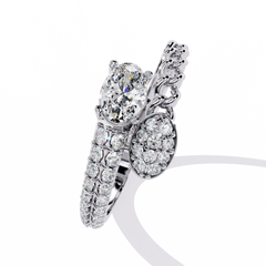 Classic Oval & Round Diamond Ring 0.62ct – Timeless Harmony