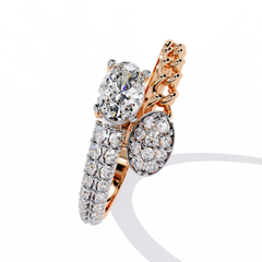 Classic Oval & Round Diamond Ring 0.62ct – Timeless Harmony