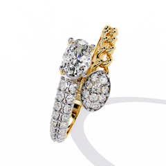 Classic Oval & Round Diamond Ring 0.62ct – Timeless Harmony