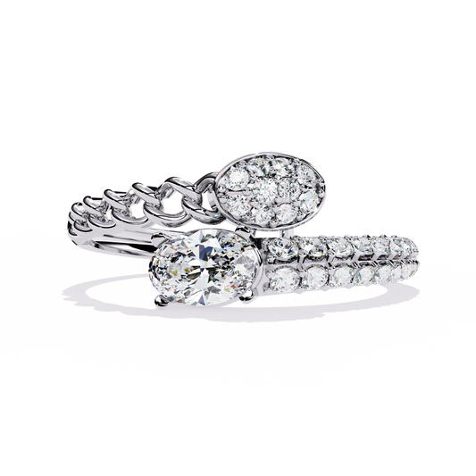 Classic Oval & Round Diamond Ring 0.62ct – Timeless Harmony
