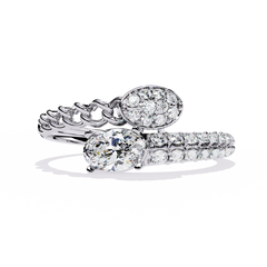Classic Oval & Round Diamond Ring 0.62ct – Timeless Harmony