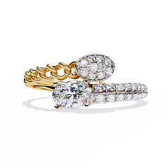 Classic Oval & Round Diamond Ring 0.62ct – Timeless Harmony
