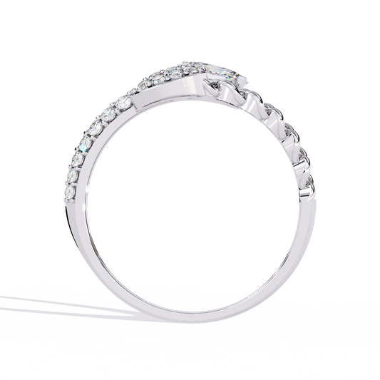 Classic Oval & Round Diamond Ring 0.62ct – Timeless Harmony