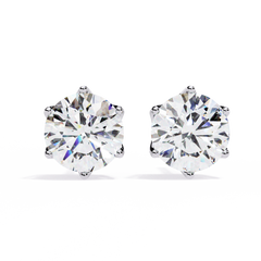 2.61 Carat Classic Six-Prong Crown Round Diamond Stud Earrings (F/G, VS+)